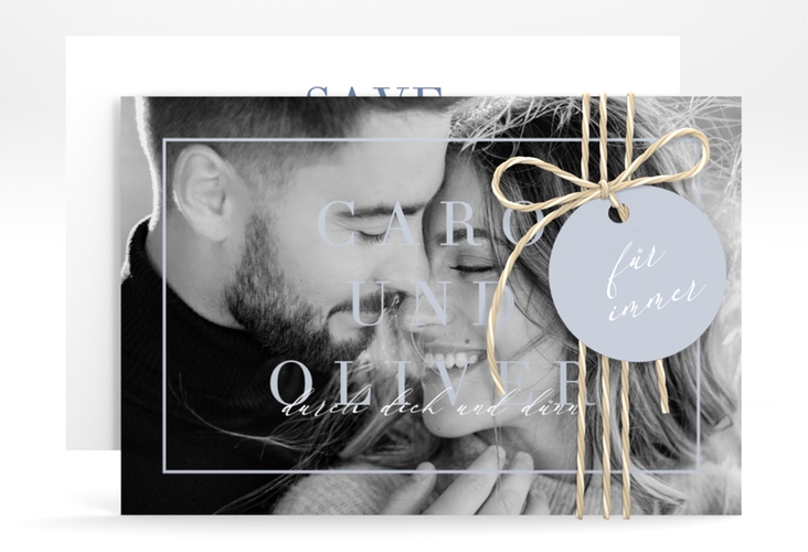 Save the Date-Karte Moment A6 Karte quer blau hochglanz
