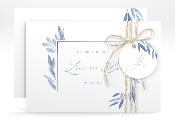 Save the Date-Karte Classicblue A6 Karte quer weiss hochglanz