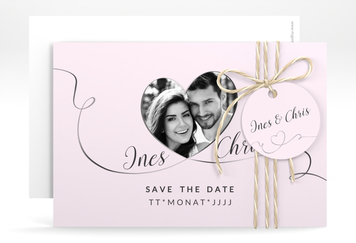 Save the Date-Karte Hochzeit Dolce A6 Karte quer rosa hochglanz