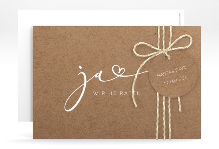 Save the Date-Karte Jawort A6 Karte quer hochglanz modern minimalistisch mit veredelter Aufschrift