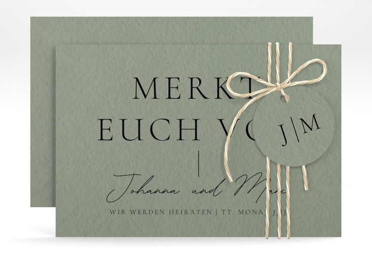 Save the Date-Karte Hochzeitsfreude A6 Karte quer gruen hochglanz
