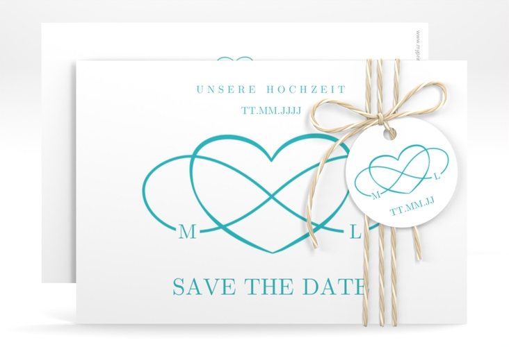 Save the Date-Karte Infinity A6 Karte quer tuerkis