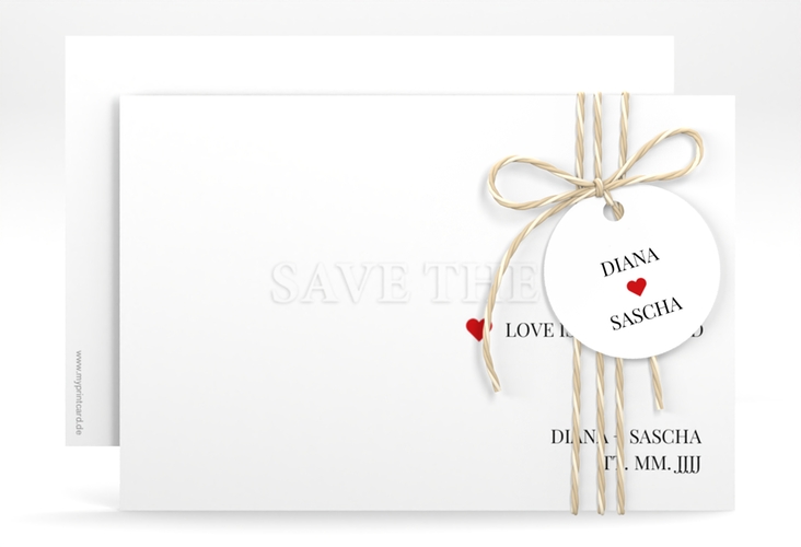 Save the Date-Karte Embossing A6 Karte quer rot hochglanz
