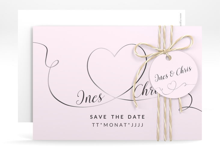Save the Date-Karte Hochzeit Dolce A6 Karte quer rosa hochglanz