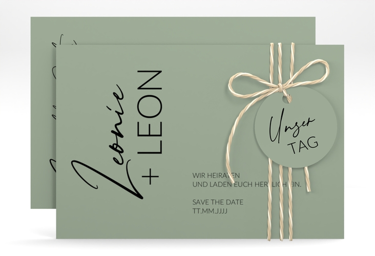 Save the Date-Karte Your Name A6 Karte quer gruen