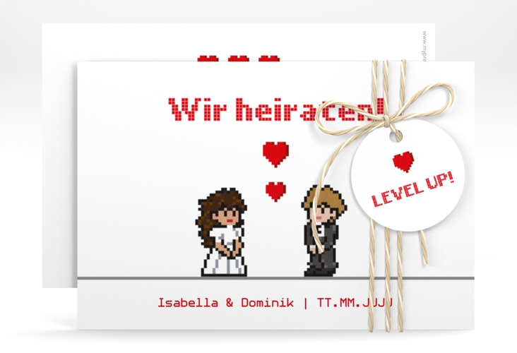 Save the Date-Karte Pixel A6 Karte quer weiss