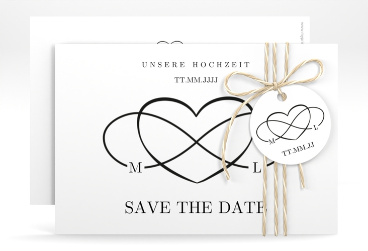 Save the Date-Karte Infinity A6 Karte quer schwarz hochglanz