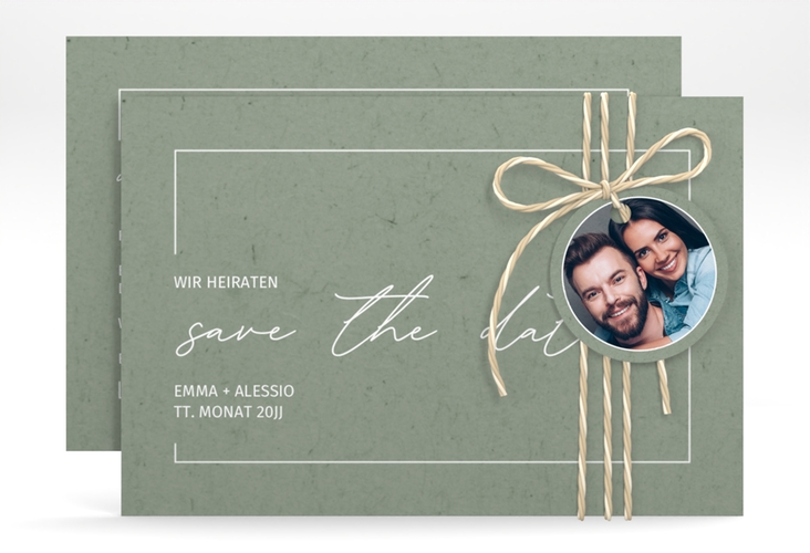 Save the Date-Karte Simple Line A6 Karte quer gruen