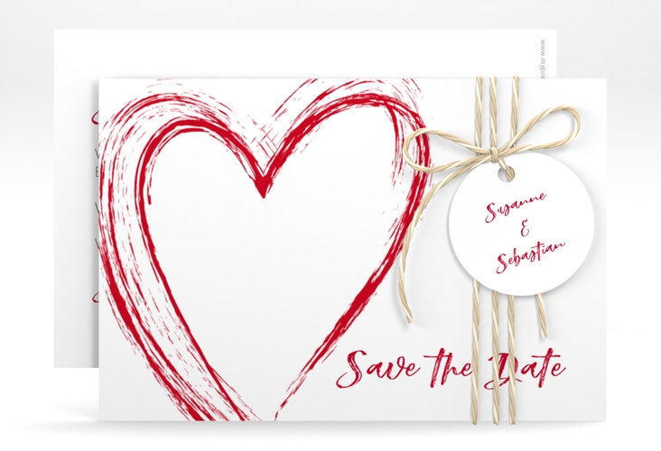 Save the Date-Karte Liebe A6 Karte quer rot