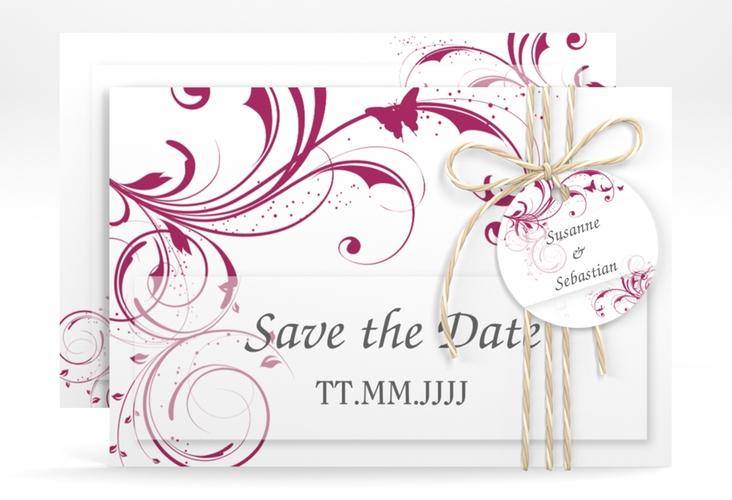 Save the Date-Karte Hochzeit Palma A6 Karte quer pink hochglanz