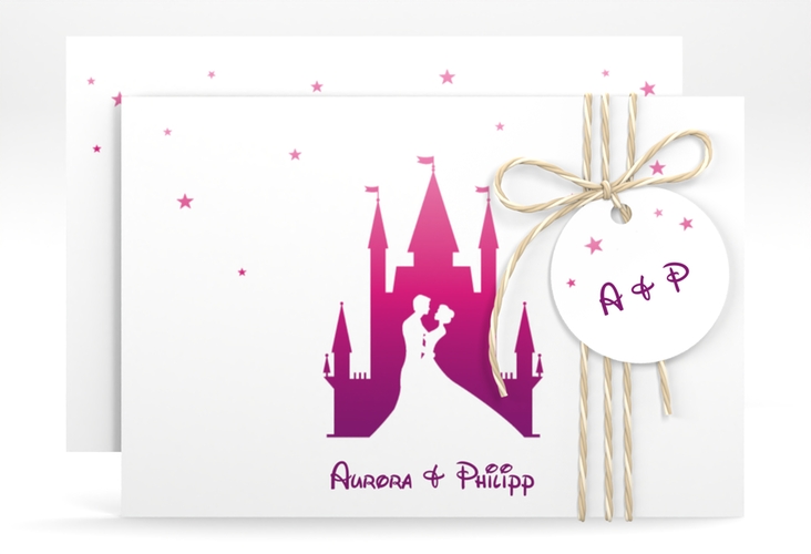 Save the Date-Karte Castle A6 Karte quer pink
