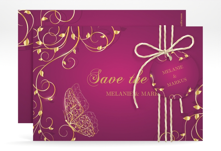 Save the Date-Karte Eternity A6 Karte quer pink hochglanz