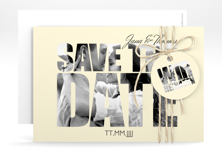 Save the Date-Karte Hochzeit Letters A6 Karte quer beige hochglanz