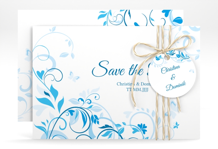 Save the Date-Karte Lilly A6 Karte quer blau hochglanz