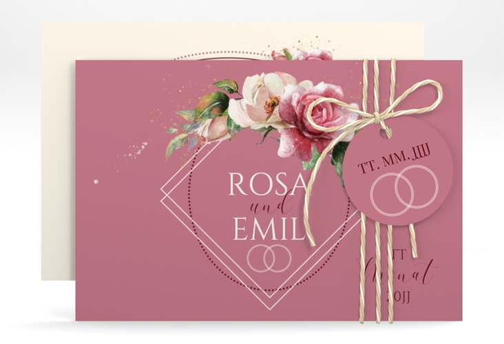 Save the Date-Karte Rosenbogen A6 Karte quer rosa