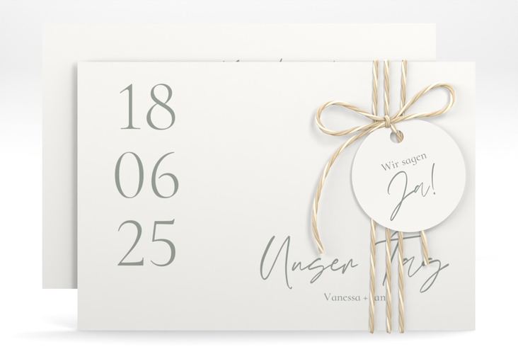 Save the Date-Karte Day A6 Karte quer weiss mit Datum im minimalistischen Design