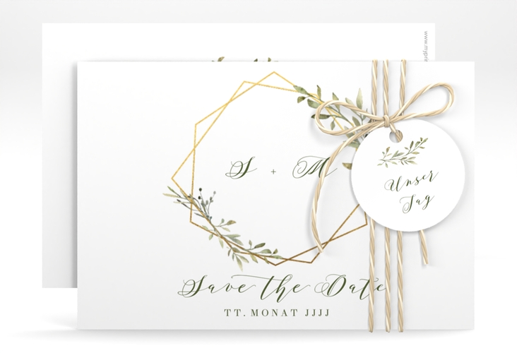 Save the Date-Karte Acacia A6 Karte quer weiss hochglanz