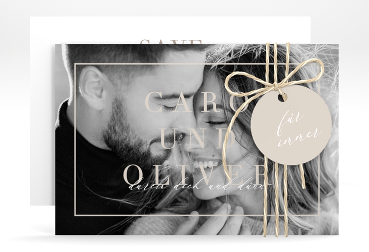 Save the Date-Karte "Moment" DIN A6 quer beige