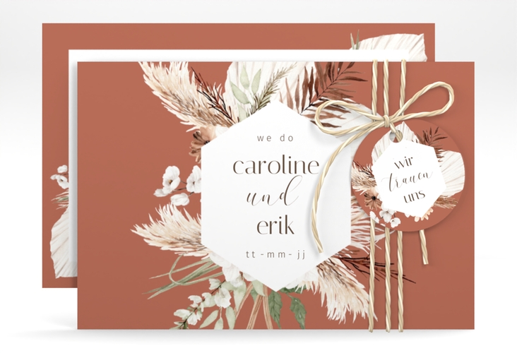 Save the Date-Karte Bohemian A6 Karte quer orange hochglanz