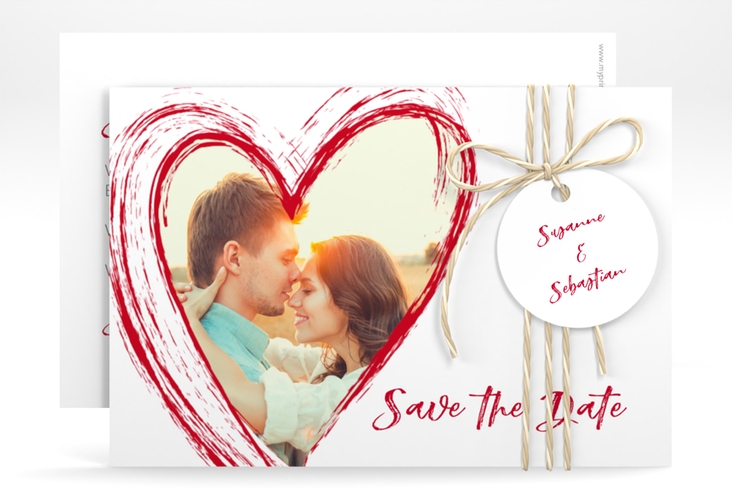 Save the Date-Karte Liebe A6 Karte quer rot