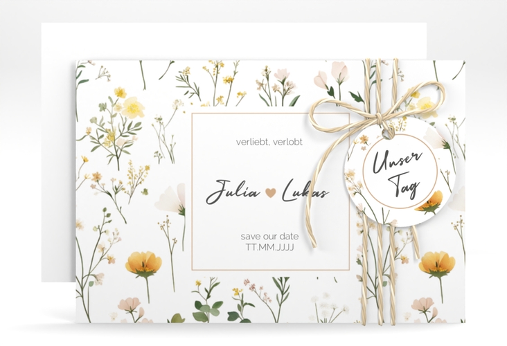 Save the Date-Karte Blumenwiese A6 Karte quer bunt hochglanz