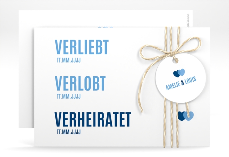 Save the Date-Karte Couple A6 Karte quer blau hochglanz