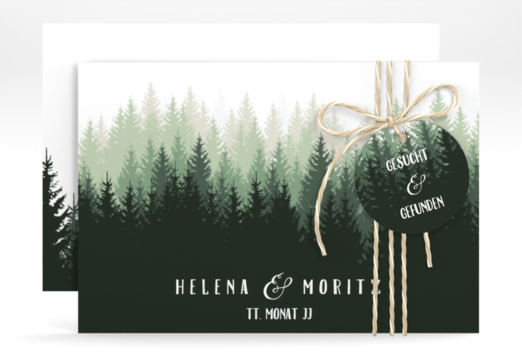 Save the Date-Karte Forest A6 Karte quer gruen hochglanz