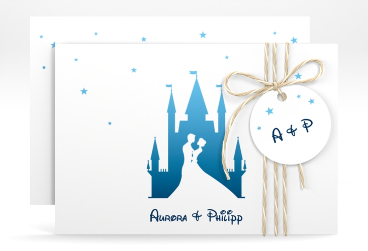 Save the Date-Karte Castle A6 Karte quer blau