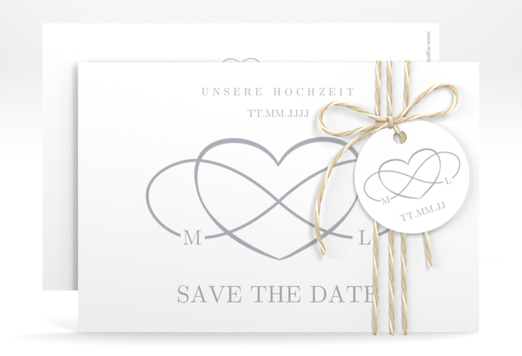 Save the Date-Karte Infinity A6 Karte quer grau hochglanz