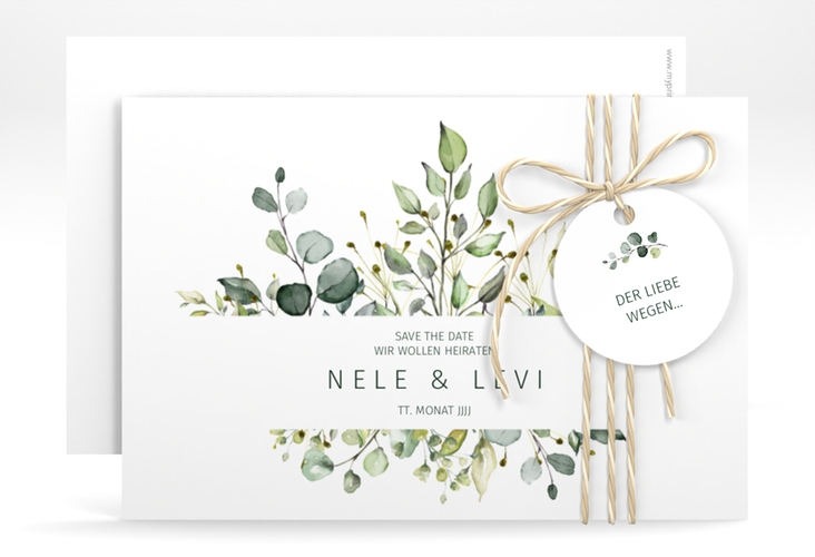 Save the Date-Karte Enchanting A6 Karte quer weiss hochglanz