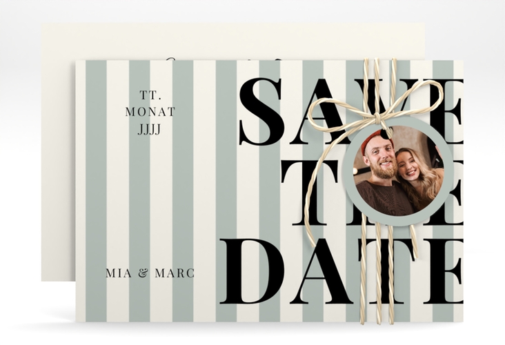 Save the Date-Karte Streifen A6 Karte quer gruen hochglanz