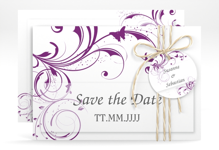 Save the Date-Karte Hochzeit Palma A6 Karte quer lila