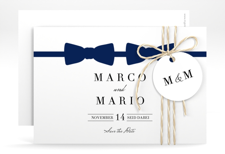 Save the Date-Karte Suits A6 Karte quer blau hochglanz