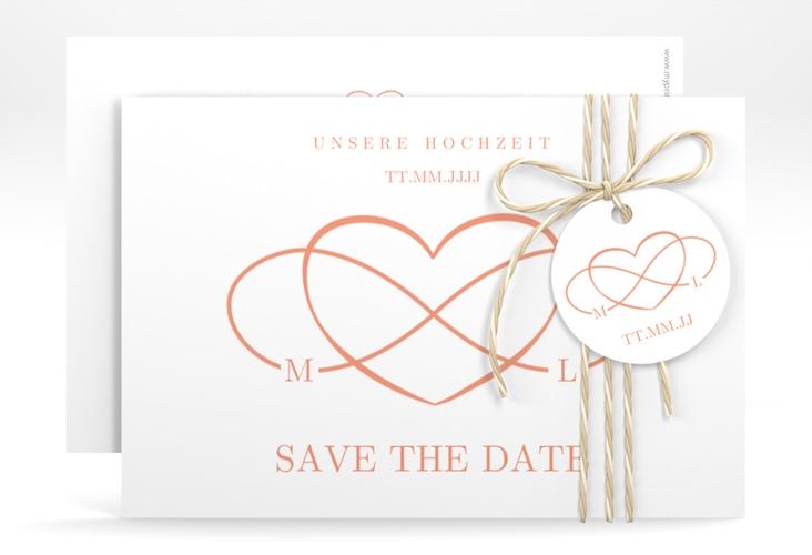 Save the Date-Karte Infinity A6 Karte quer apricot hochglanz