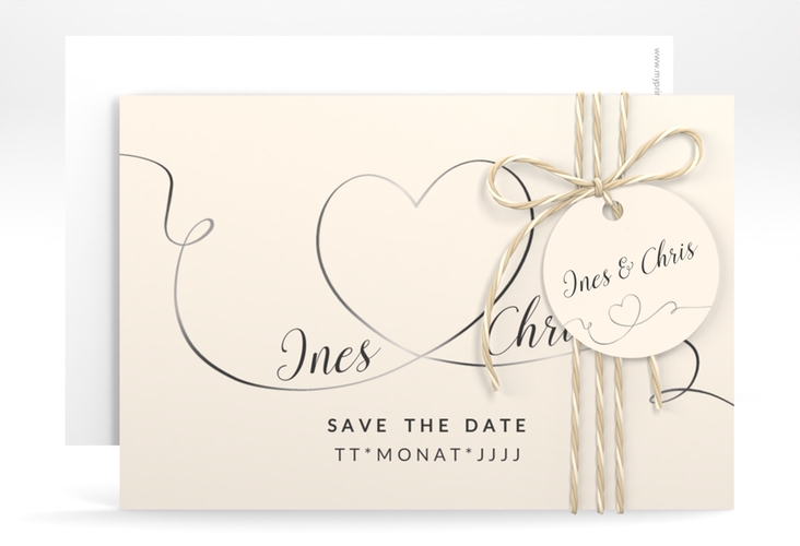 Save the Date-Karte Hochzeit Dolce A6 Karte quer beige hochglanz