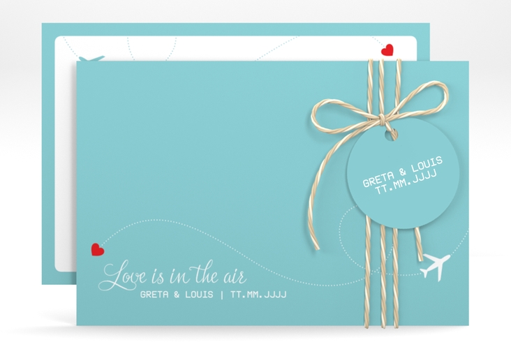 Save the Date-Karte Weddingpass A6 Karte quer blau hochglanz