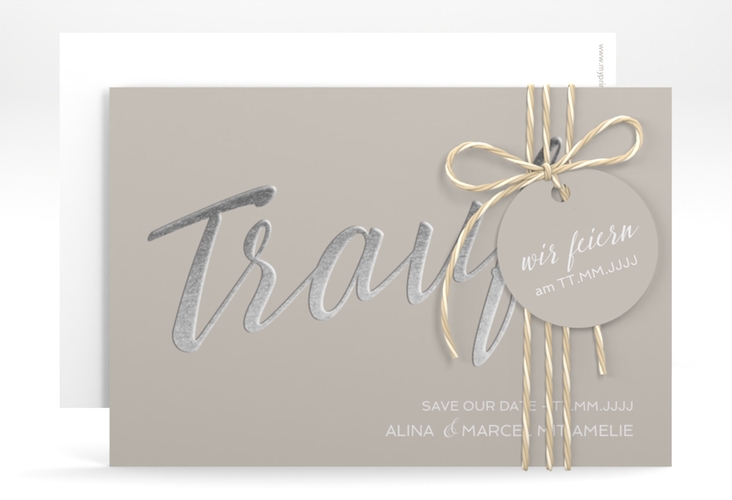 Save the Date-Karte Traufe A6 Karte quer grau