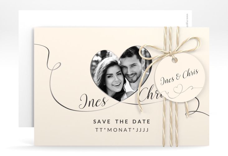 Save the Date-Karte Hochzeit Dolce A6 Karte quer beige hochglanz