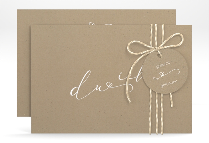 Save the Date-Karte Zweisamkeit A6 Karte quer Kraftpapier im minimalistischen Stil mit Aufschrift du & ich