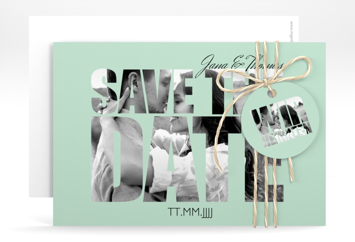 Save the Date-Karte Hochzeit Letters A6 Karte quer mint hochglanz
