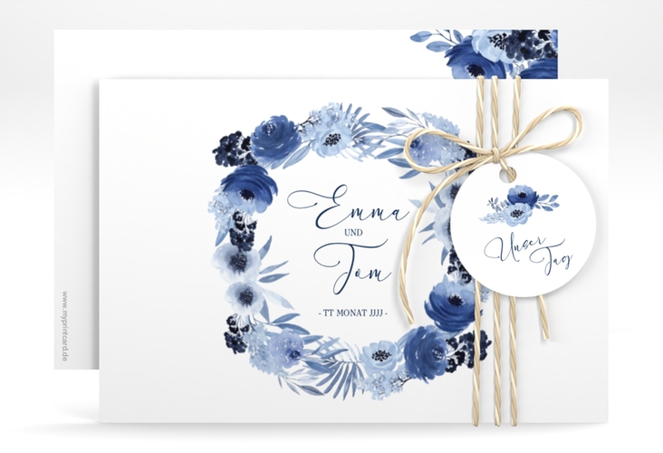 Save the Date-Karte Azzurro A6 Karte quer blau