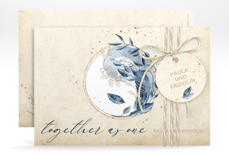 Save the Date-Karte YinYang A6 Karte quer beige im Vintage-Look