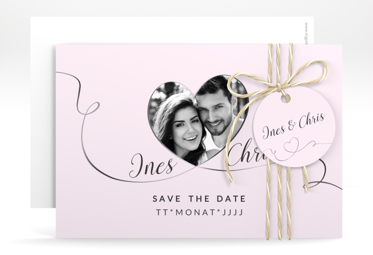 Save the Date-Karte Hochzeit Dolce A6 Karte quer rosa
