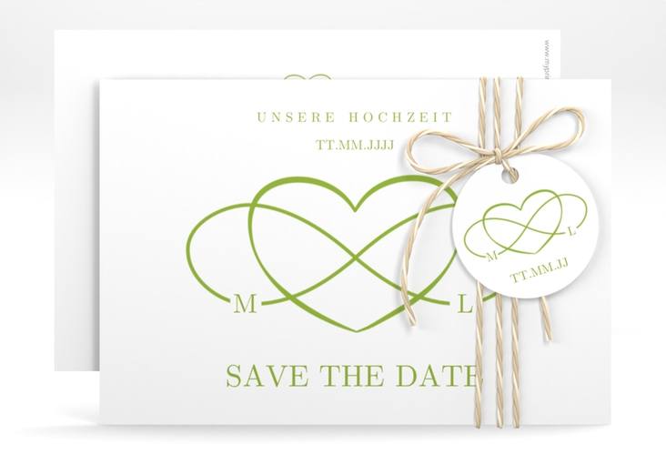 Save the Date-Karte Infinity A6 Karte quer gruen hochglanz