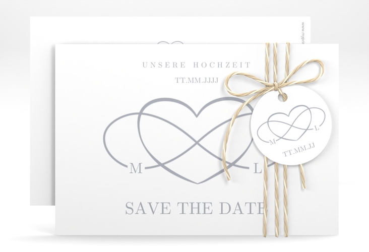 Save the Date-Karte Infinity A6 Karte quer grau hochglanz