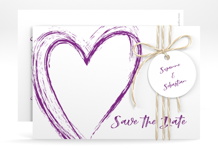 Save the Date-Karte Liebe A6 Karte quer lila