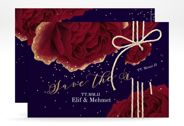Save the Date-Karte Cherie A6 Karte quer schwarz hochglanz