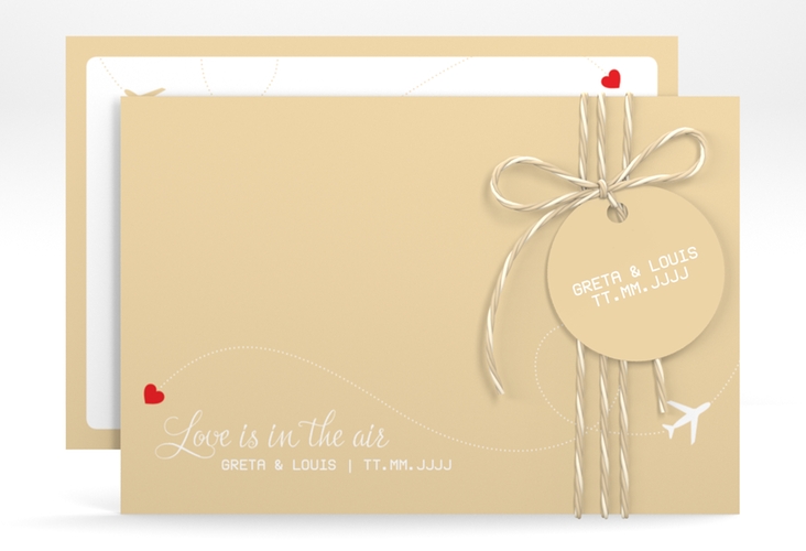 Save the Date-Karte Weddingpass A6 Karte quer beige hochglanz