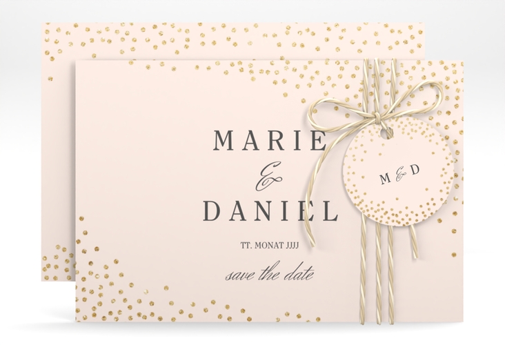 Save the Date-Karte Glitter A6 Karte quer rosa hochglanz