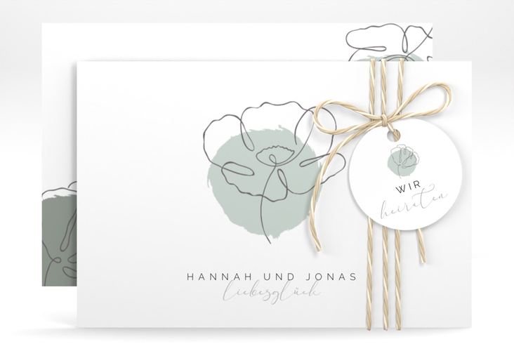 Save the Date-Karte Flowerline A6 Karte quer